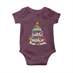 Tropical Hawaiian Christmas Baby Onesie Mele Kalikimaka Palm Tree Xmas in Hawaii TS02 Maroon Print Your Wear