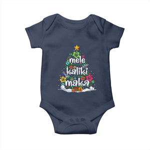 Tropical Hawaiian Christmas Baby Onesie Mele Kalikimaka Palm Tree Xmas in Hawaii TS02 Navy Print Your Wear
