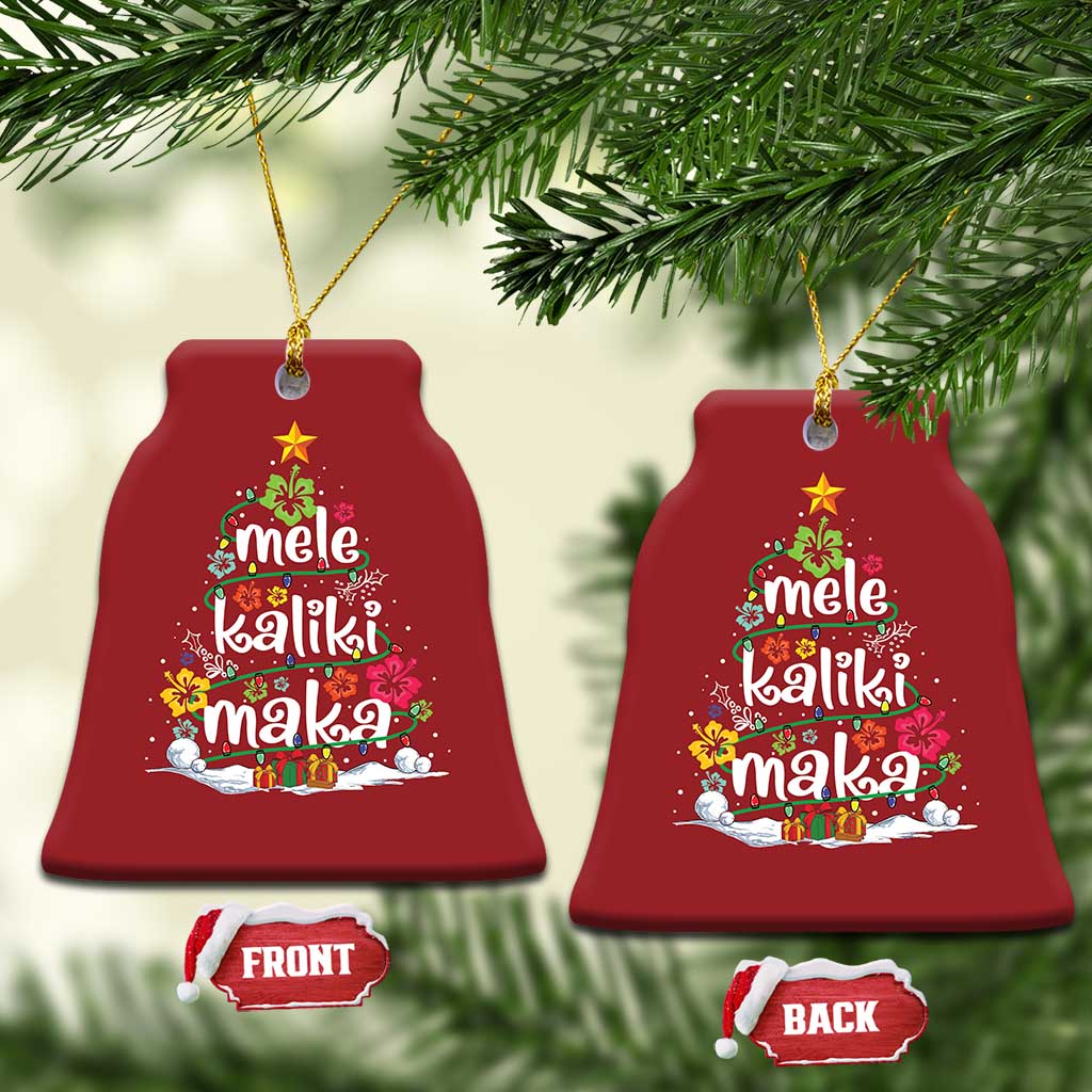 Tropical Hawaiian Xmas Christmas Ornament Mele Kalikimaka Palm Tree Xmas in Hawaii TS02 Bell Flake Red Print Your Wear