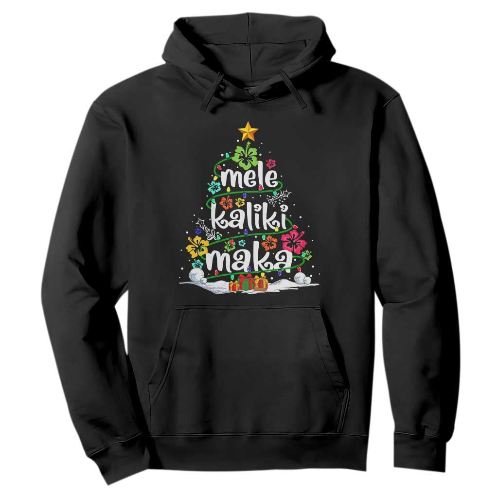 Tropical Hawaiian Christmas Hoodie Mele Kalikimaka Palm Tree Xmas in Hawaii TS02 Black Print Your Wear