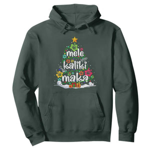 Tropical Hawaiian Christmas Hoodie Mele Kalikimaka Palm Tree Xmas in Hawaii TS02 Dark Forest Green Print Your Wear