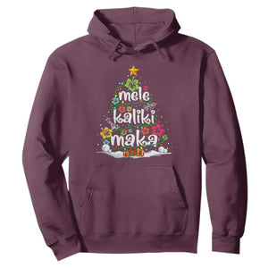 Tropical Hawaiian Christmas Hoodie Mele Kalikimaka Palm Tree Xmas in Hawaii TS02 Maroon Print Your Wear