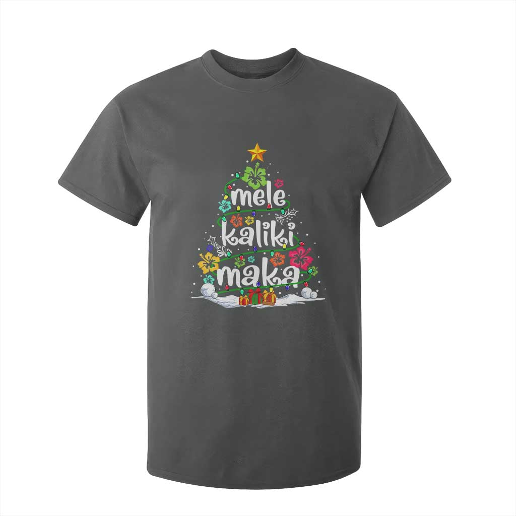 Tropical Hawaiian Christmas T Shirt For Kid Mele Kalikimaka Palm Tree Xmas in Hawaii TS02 Dark Heather Print Your Wear