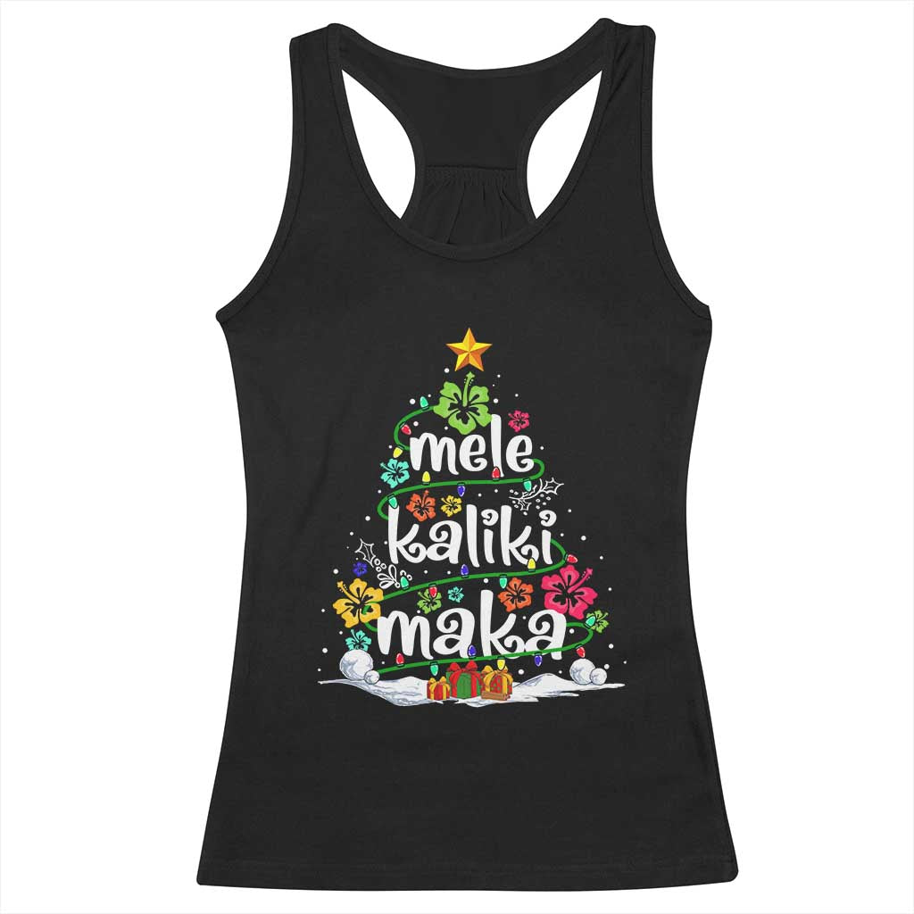 Tropical Hawaiian Christmas Racerback Tank Top Mele Kalikimaka Palm Tree Xmas in Hawaii TS02 Black Print Your Wear