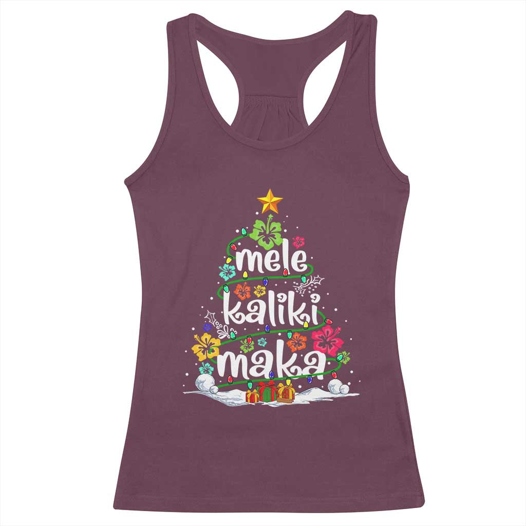 Tropical Hawaiian Christmas Racerback Tank Top Mele Kalikimaka Palm Tree Xmas in Hawaii TS02 Maroon Print Your Wear