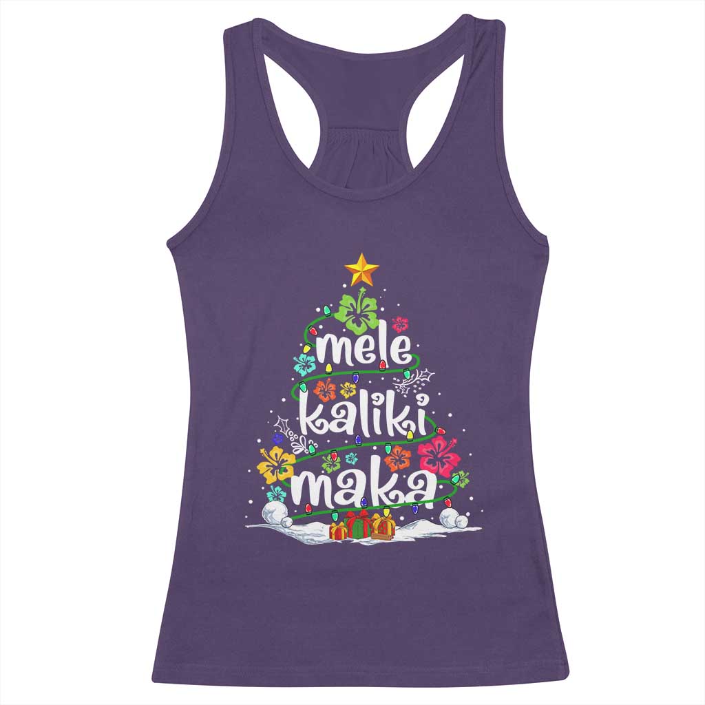 Tropical Hawaiian Christmas Racerback Tank Top Mele Kalikimaka Palm Tree Xmas in Hawaii TS02 Purple Print Your Wear