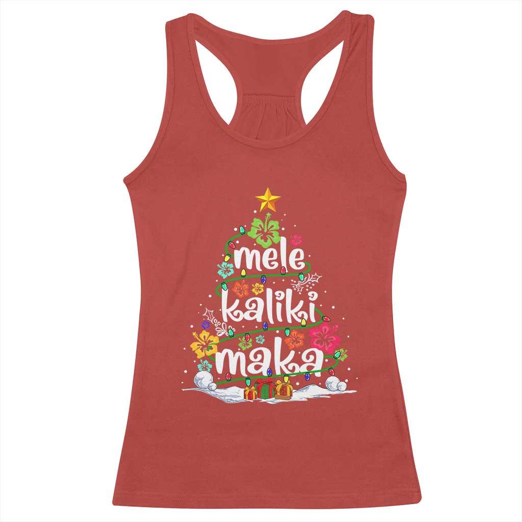 Tropical Hawaiian Christmas Racerback Tank Top Mele Kalikimaka Palm Tree Xmas in Hawaii TS02 Red Print Your Wear