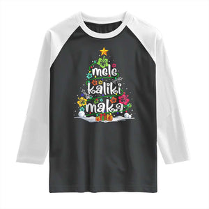 Tropical Hawaiian Christmas Raglan Shirt Mele Kalikimaka Palm Tree Xmas in Hawaii TS02 Black White Print Your Wear