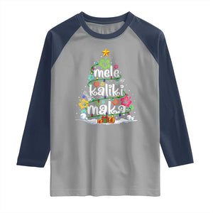 Tropical Hawaiian Christmas Raglan Shirt Mele Kalikimaka Palm Tree Xmas in Hawaii TS02 Sport Gray Navy Print Your Wear