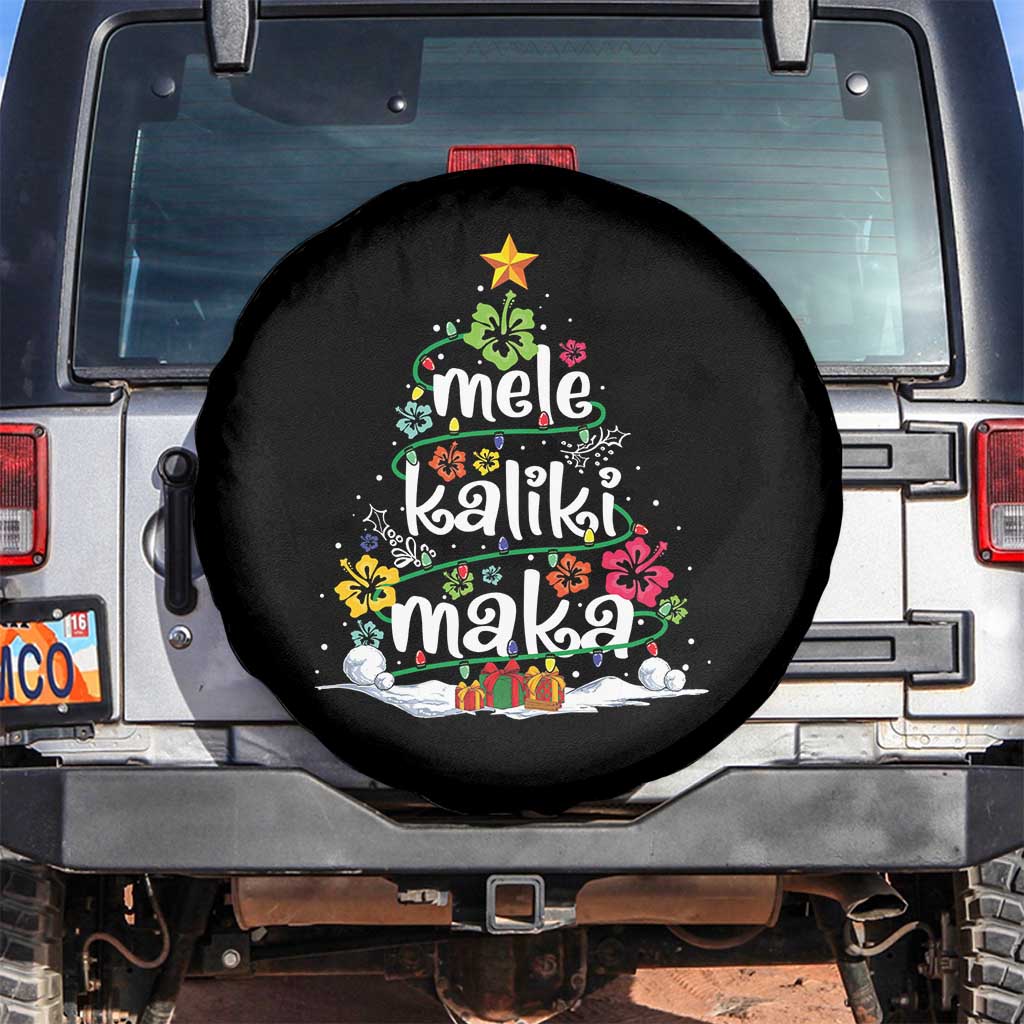 Tropical Hawaiian Christmas Spare Tire Cover Mele Kalikimaka Palm Tree Xmas in Hawaii TS02 No hole Black Print Your Wear
