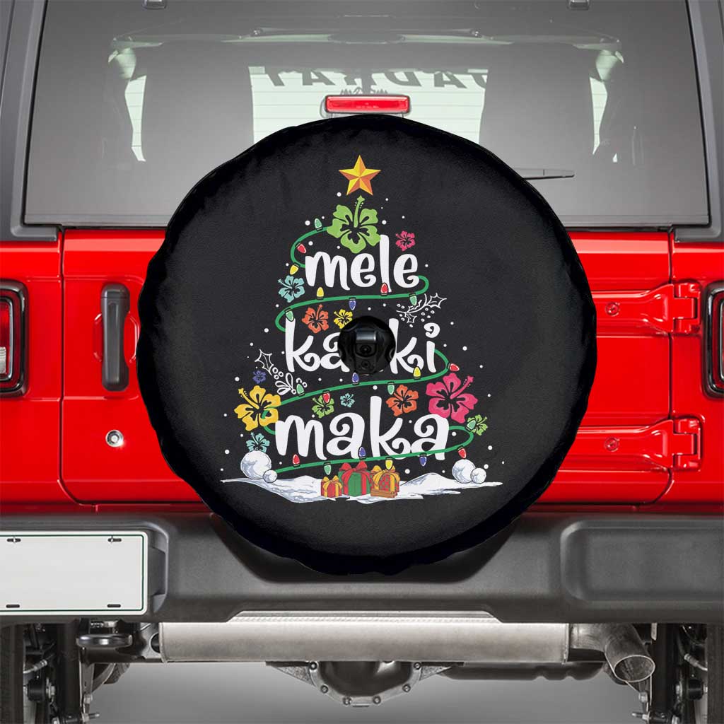 Tropical Hawaiian Christmas Spare Tire Cover Mele Kalikimaka Palm Tree Xmas in Hawaii TS02 Black Print Your Wear