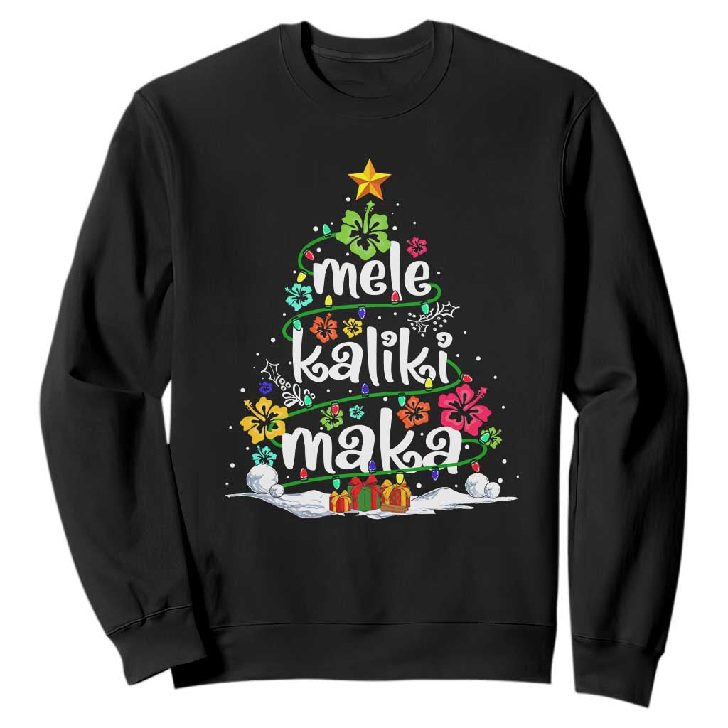 Tropical Hawaiian Christmas Sweatshirt Mele Kalikimaka Palm Tree Xmas in Hawaii TS02 Black Print Your Wear