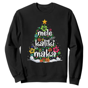 Tropical Hawaiian Christmas Sweatshirt Mele Kalikimaka Palm Tree Xmas in Hawaii TS02 Black Print Your Wear