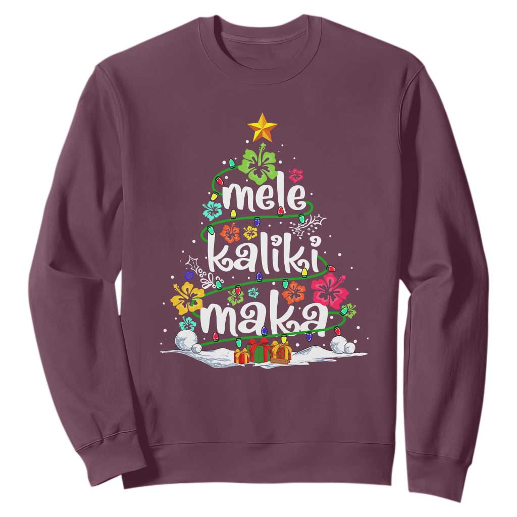Tropical Hawaiian Christmas Sweatshirt Mele Kalikimaka Palm Tree Xmas in Hawaii TS02 Maroon Print Your Wear