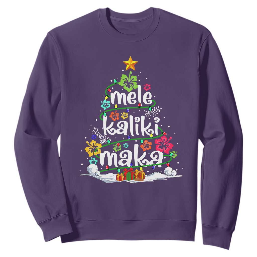 Tropical Hawaiian Christmas Sweatshirt Mele Kalikimaka Palm Tree Xmas in Hawaii TS02 Purple Print Your Wear