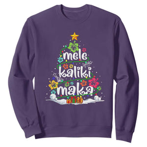 Tropical Hawaiian Christmas Sweatshirt Mele Kalikimaka Palm Tree Xmas in Hawaii TS02 Purple Print Your Wear