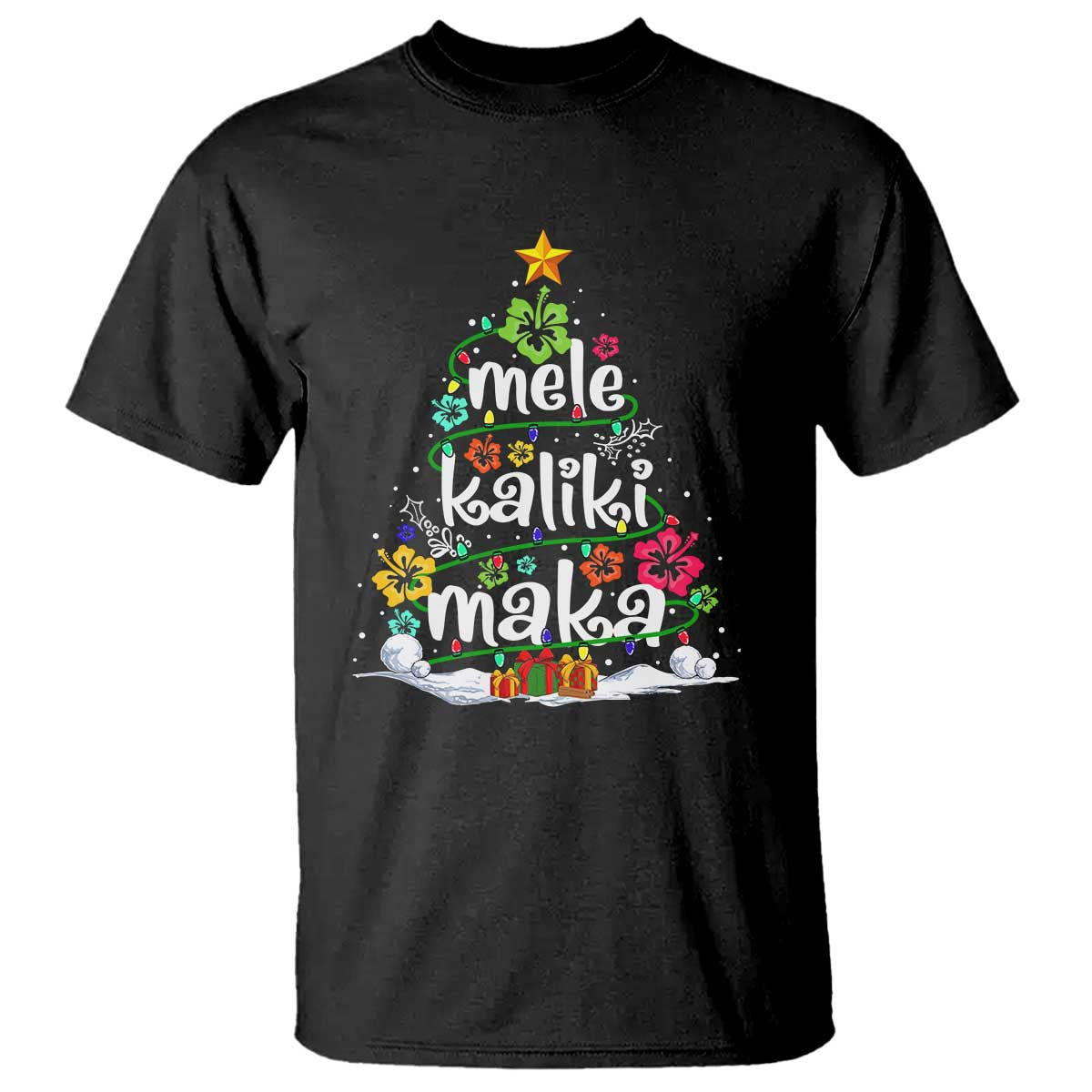 Tropical Hawaiian Christmas T Shirt Mele Kalikimaka Palm Tree Xmas in Hawaii TS02 Black Print Your Wear