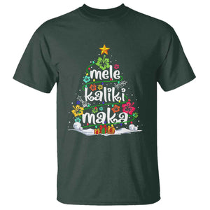Tropical Hawaiian Christmas T Shirt Mele Kalikimaka Palm Tree Xmas in Hawaii TS02 Dark Forest Green Print Your Wear
