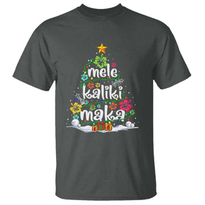 Tropical Hawaiian Christmas T Shirt Mele Kalikimaka Palm Tree Xmas in Hawaii TS02 Dark Heather Print Your Wear