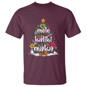 Tropical Hawaiian Christmas T Shirt Mele Kalikimaka Palm Tree Xmas in Hawaii TS02 Maroon Print Your Wear
