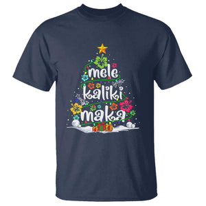 Tropical Hawaiian Christmas T Shirt Mele Kalikimaka Palm Tree Xmas in Hawaii TS02 Navy Print Your Wear