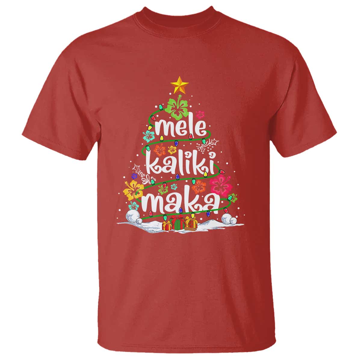 Tropical Hawaiian Christmas T Shirt Mele Kalikimaka Palm Tree Xmas in Hawaii TS02 Red Print Your Wear