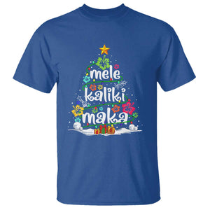 Tropical Hawaiian Christmas T Shirt Mele Kalikimaka Palm Tree Xmas in Hawaii TS02 Royal Blue Print Your Wear