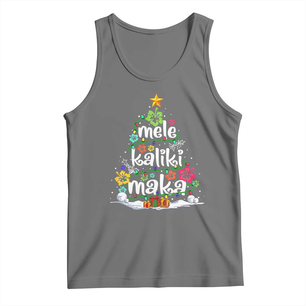 Tropical Hawaiian Christmas Tank Top Mele Kalikimaka Palm Tree Xmas in Hawaii TS02 Black Heather Print Your Wear