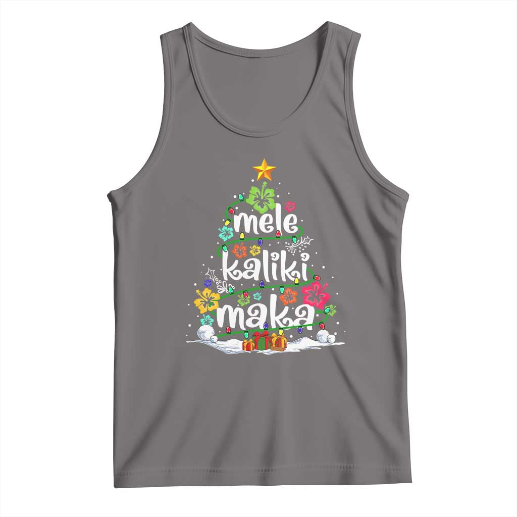Tropical Hawaiian Christmas Tank Top Mele Kalikimaka Palm Tree Xmas in Hawaii TS02 Deep Heather Print Your Wear