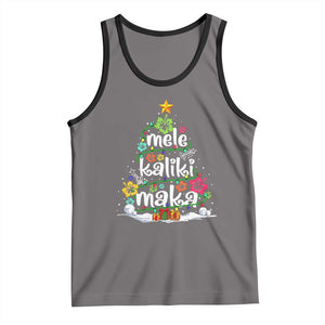 Tropical Hawaiian Christmas Tank Top Mele Kalikimaka Palm Tree Xmas in Hawaii TS02 Deep Heather Black Print Your Wear