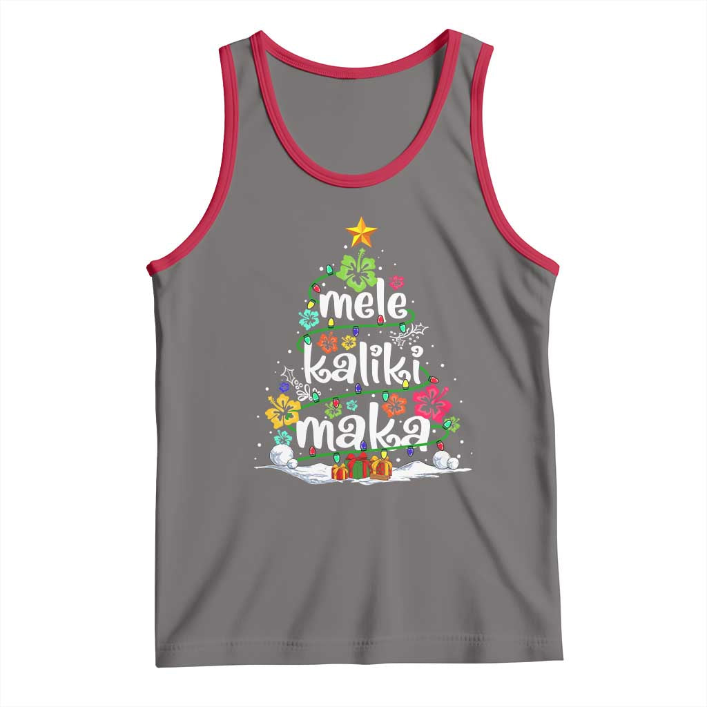Tropical Hawaiian Christmas Tank Top Mele Kalikimaka Palm Tree Xmas in Hawaii TS02 Deep Heather Red Print Your Wear