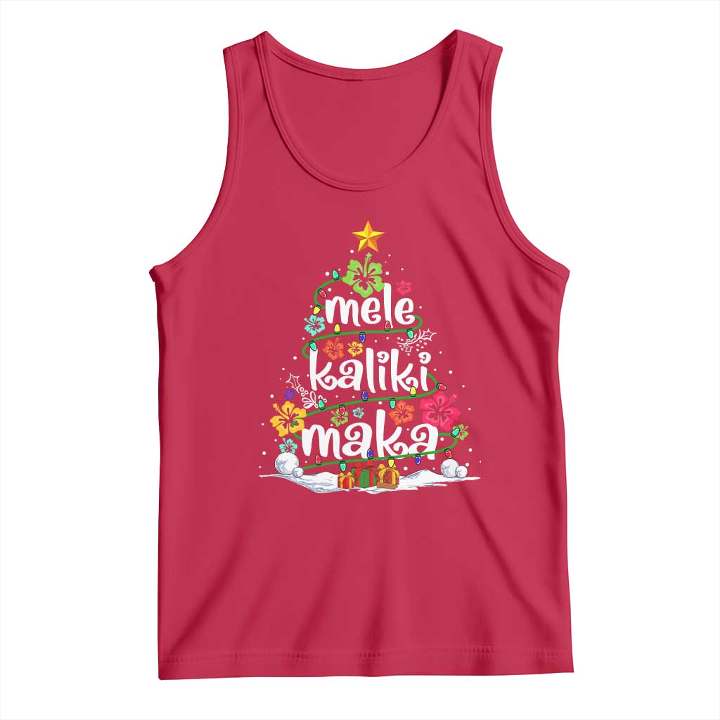 Tropical Hawaiian Christmas Tank Top Mele Kalikimaka Palm Tree Xmas in Hawaii TS02 Red Print Your Wear