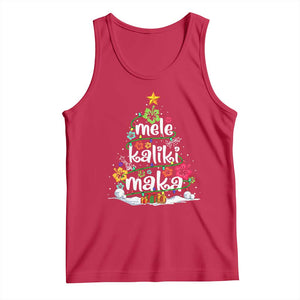 Tropical Hawaiian Christmas Tank Top Mele Kalikimaka Palm Tree Xmas in Hawaii TS02 Red Print Your Wear