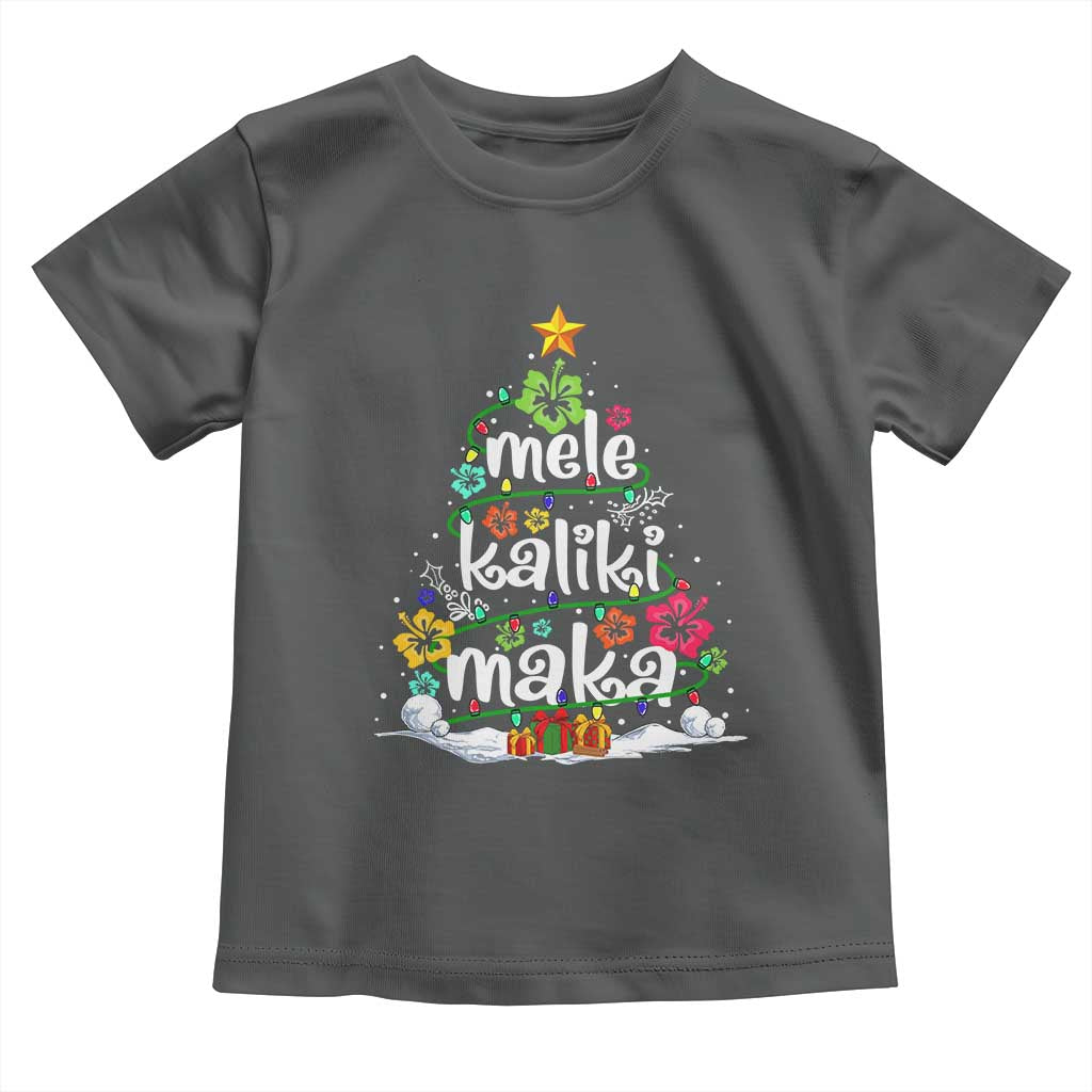Tropical Hawaiian Christmas Toddler T Shirt Mele Kalikimaka Palm Tree Xmas in Hawaii TS02 Dark Heather Print Your Wear