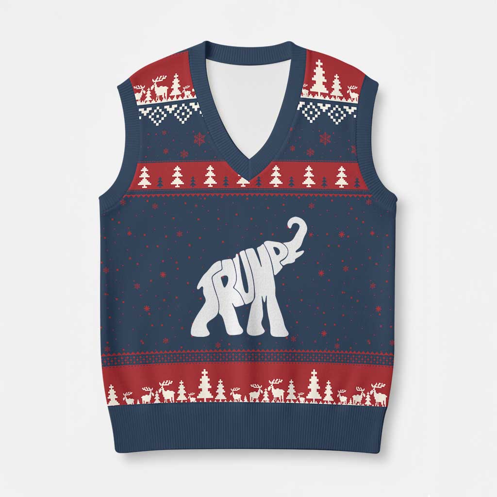 Trump Republican Elephant V-Neck Knit Sweater Vest US 47th President Supporter TS02 Navy Red Print Your Wear