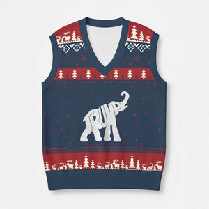 Trump Republican Elephant V-Neck Knit Sweater Vest US 47th President Supporter TS02 Navy Red Print Your Wear