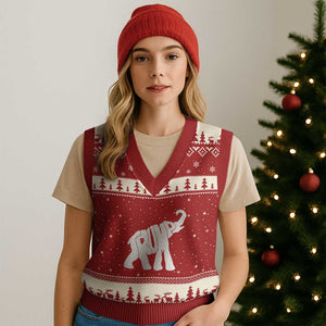 Trump Republican Elephant V-Neck Knit Sweater Vest US 47th President Supporter TS02 Red Beige Print Your Wear