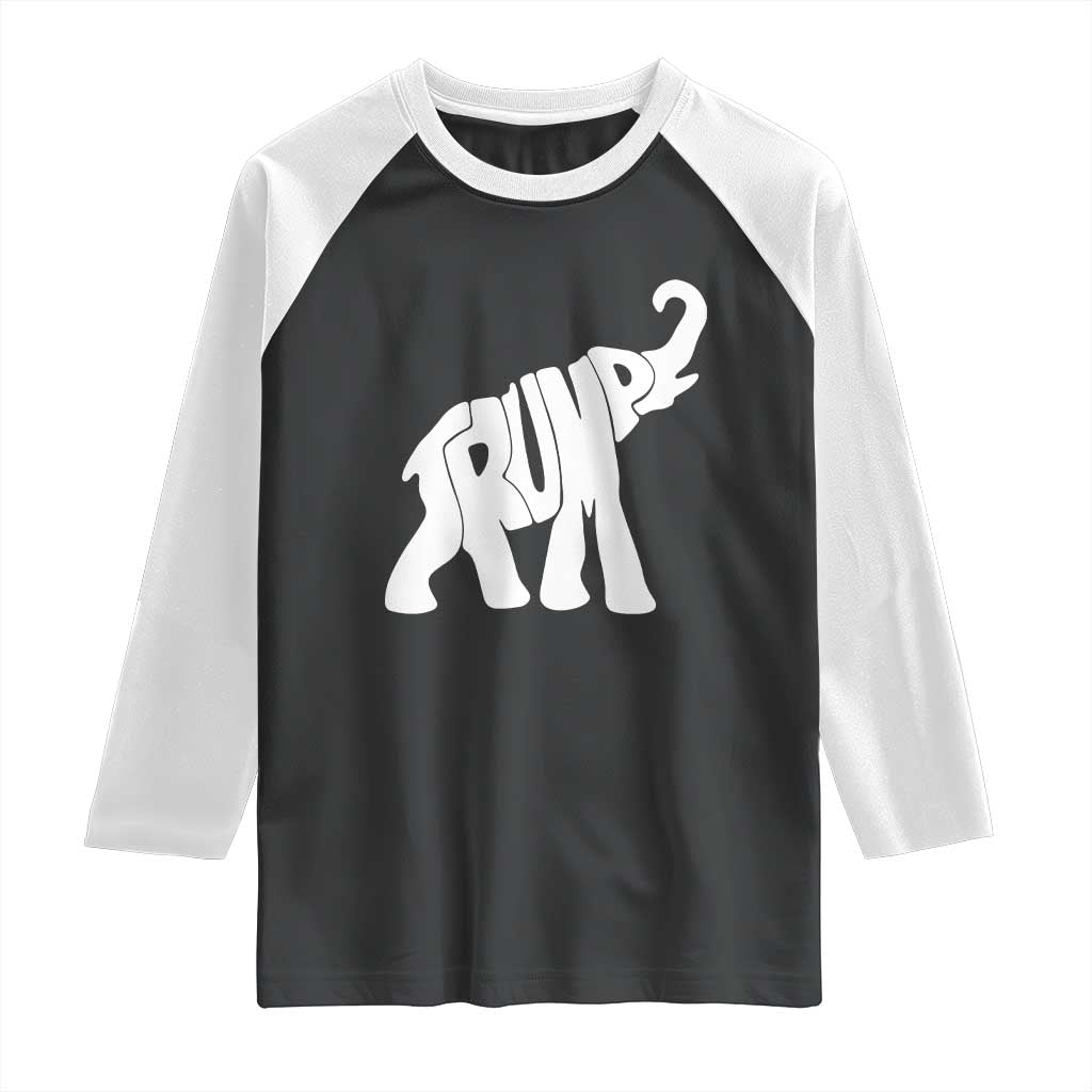 Trump 2024 Republican Elephant Raglan Shirt US 47th President TS02 Black White Print Your Wear