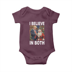 Funny Christmas Trump And Santa Baby Onesie I Believe In Both TS02 Maroon Print Your Wear