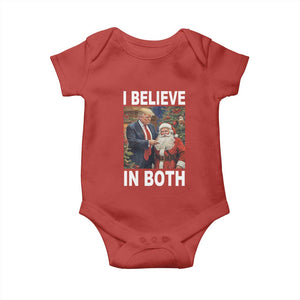 Funny Christmas Trump And Santa Baby Onesie I Believe In Both TS02 Red Print Your Wear