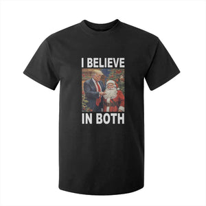 Funny Christmas Trump And Santa T Shirt For Kid I Believe In Both TS02 Black Print Your Wear