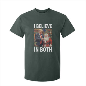 Funny Christmas Trump And Santa T Shirt For Kid I Believe In Both TS02 Dark Forest Green Print Your Wear