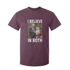 Funny Christmas Trump And Santa T Shirt For Kid I Believe In Both TS02 Maroon Print Your Wear