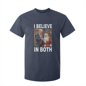 Funny Christmas Trump And Santa T Shirt For Kid I Believe In Both TS02 Navy Print Your Wear
