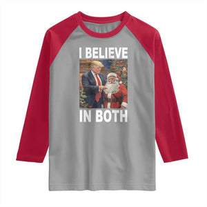 Funny Christmas Trump And Santa Raglan Shirt I Believe In Both TS02 Sport Gray Red Print Your Wear