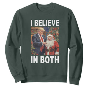 Funny Christmas Trump And Santa Sweatshirt I Believe In Both TS02 Dark Forest Green Print Your Wear