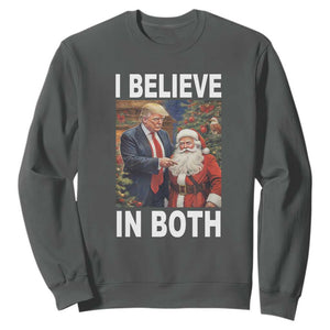 Funny Christmas Trump And Santa Sweatshirt I Believe In Both TS02 Dark Heather Print Your Wear
