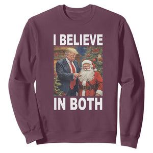 Funny Christmas Trump And Santa Sweatshirt I Believe In Both TS02 Maroon Print Your Wear
