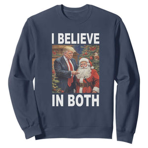 Funny Christmas Trump And Santa Sweatshirt I Believe In Both TS02 Navy Print Your Wear