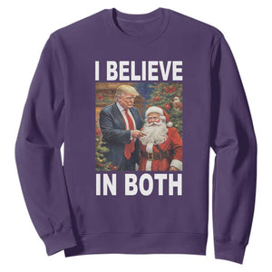 Funny Christmas Trump And Santa Sweatshirt I Believe In Both TS02 Purple Print Your Wear